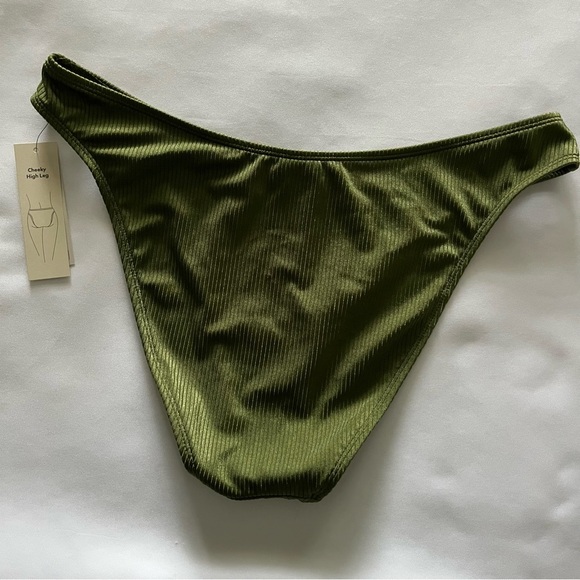 No Boundaries PQD Cheeky High Leg Ribbed Naples Green Swim Bottoms L 12-14 NWT - Picture 13 of 13